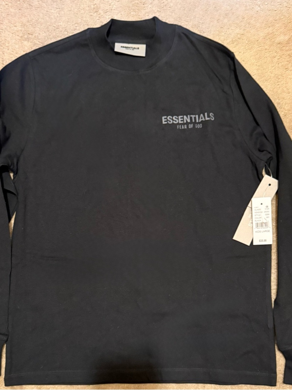 Fear of god essentials long sleeve t shirt KIDS